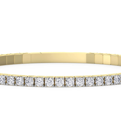 Lab-Grown Diamond Flexible Bangle - 14K White Gold & 14K Yellow Gold