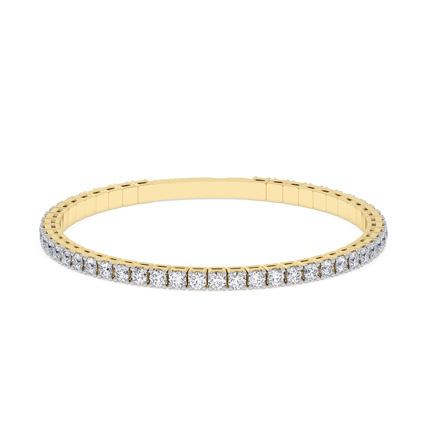 Lab-Grown Diamond Flexible Bangle - 14K White Gold & 14K Yellow Gold