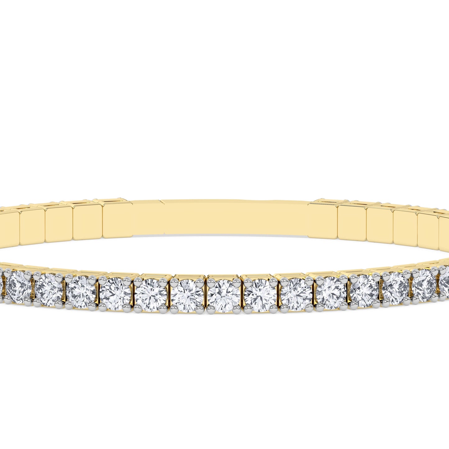 Lab-Grown Diamond Flexible Bangle - 14K White Gold & 14K Yellow Gold