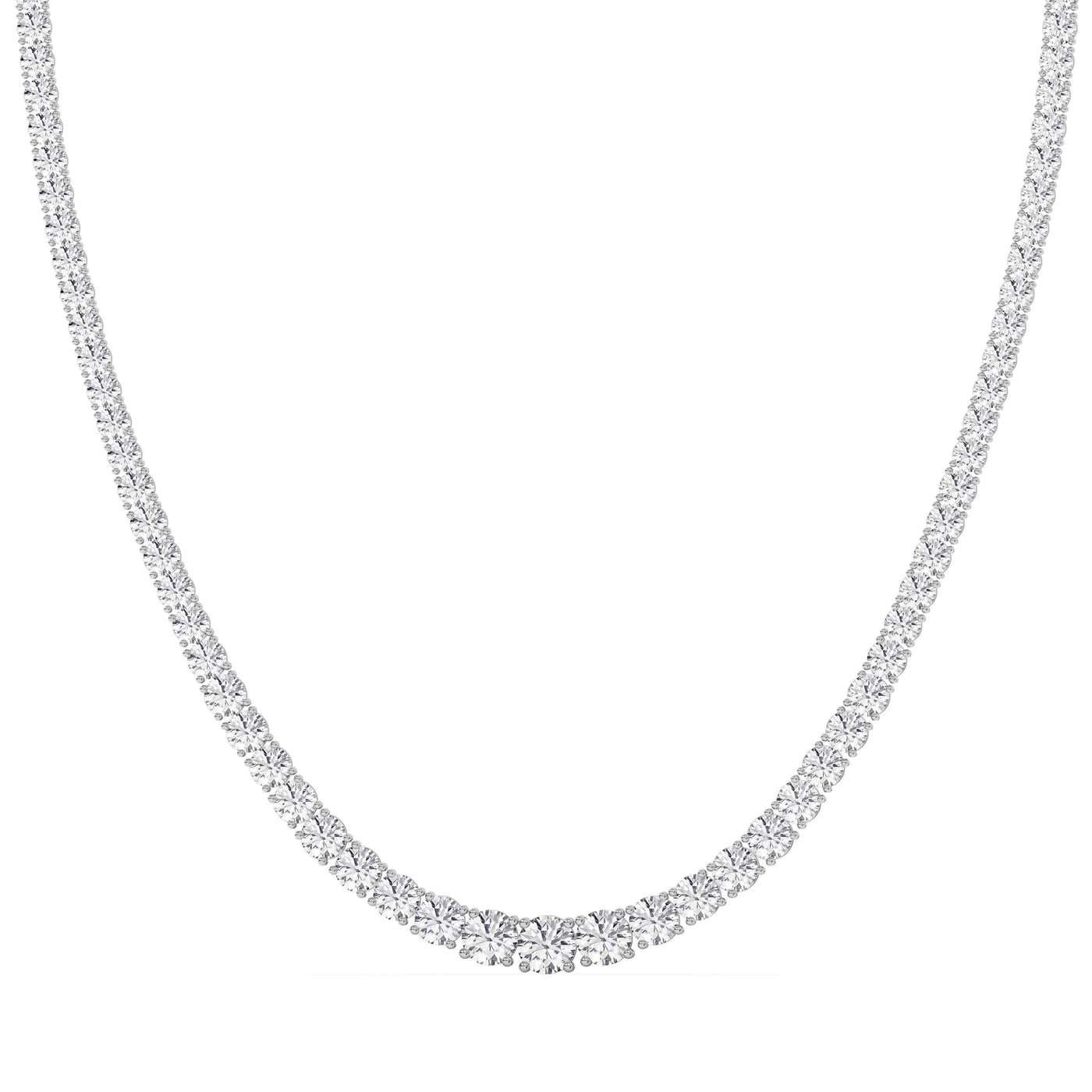 Graduated Lab-Grown Diamond Tennis Necklace – 14K Gold - 14K White Gold & 14K Yellow Gold — 5.00 to 25.00 CTW - The Lab Jewelry
