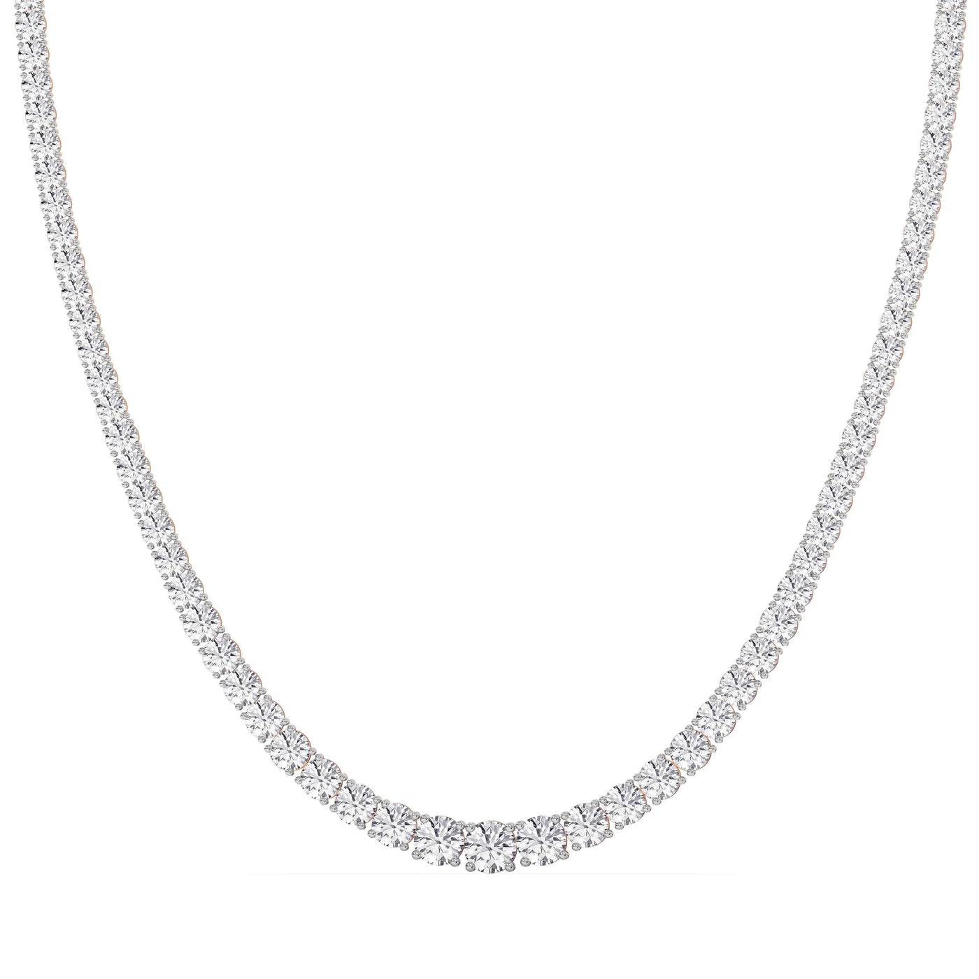 Graduated Lab-Grown Diamond Tennis Necklace – 14K Gold - 14K White Gold & 14K Yellow Gold — 5.00 to 25.00 CTW - The Lab Jewelry