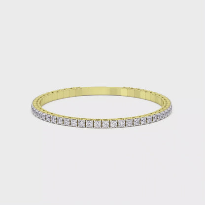 Lab-Grown Diamond Flexible Bangle - 14K White Gold & 14K Yellow Gold