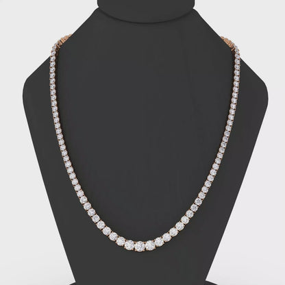 Graduated Lab-Grown Diamond Tennis Necklace – 14K Gold