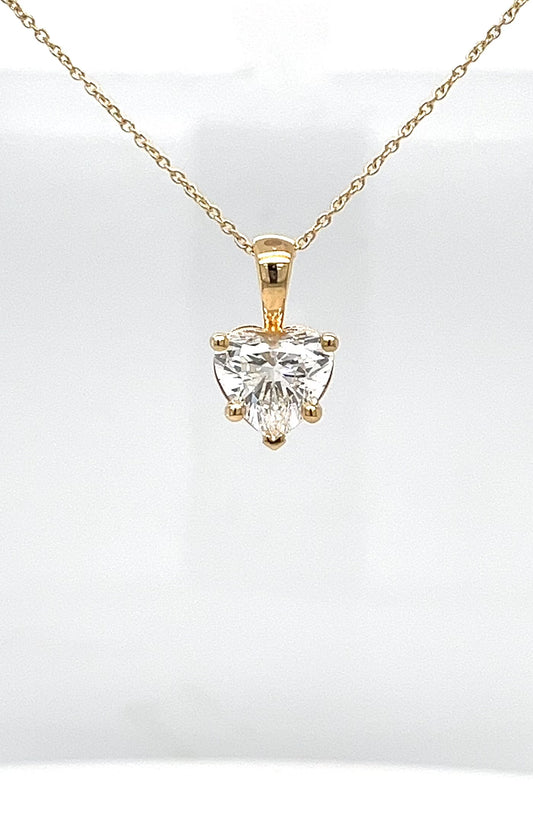 Heart Solitaire Pendant Pendant with Attached Chain